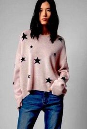 Zadig & Voltaire Cashmere Sweater large Stars graphic pink NWT