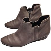 Paul Green Barnes Gray Burnished Leather Pointed Toe Flat Ankle Boot UK 5 US 7.5