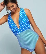 Anthropologie Allihop Plunge Polka Dot One Piece