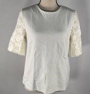 Ann Taylor LOFT Gray Lace Sleeve Top Women's Size Small NWT