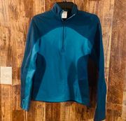 women's xs teal color block 1/4 zip pullover 23 length X 15