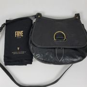 Frye Lucy Women Crossbody Bag Black Polished Full Grain Leather Adjustable Strap