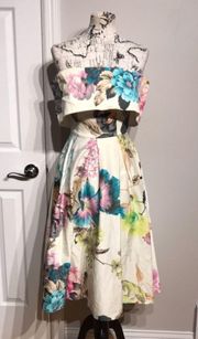 Off Shoulder Floral Pinup retro Pleated coastal cottage Western coquette colorful Dress Overlay