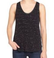 Paige black tank with faux leather trim XS