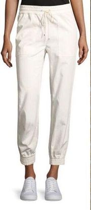THEORY Cortland Relaxed Cotton Jogger Pants, Ivory size 2