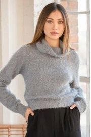 Pink Rose Gray Eyelash Knit Turtleneck Sweater S