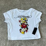 Ed Hardy Cropped Baby Tee size L