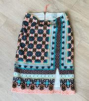 Maeve Womens Medium Pencil Skirt Stretch Split Front Cotton Blend