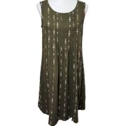 Sonoma olive floral pintuck swingbdress size small