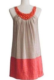 Alexia Admor New York Dress Tangerine Taupe Beaded Neckline Sleeveless Small