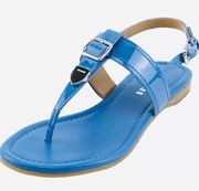 COACH Cassidy Patent Lapis Blue Thong Leather Sandals Size 9