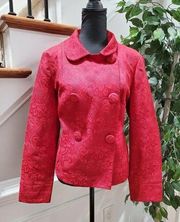 Talbots Women Red Cotton & Polyester Long Sleeve Collared Casual jacket