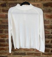 Draper's & Damons White Mock Neck Back Zip Acrylic Sweater Women's Size PL