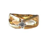 Gold Solitaire Ring Size 5.5 18K 18 Karat Electroplated 18KT HGE Promise Ring