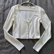 PacSun White long sleeve button up crop top