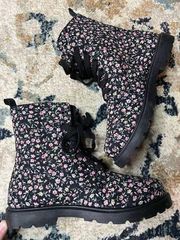 Charles Albert Combat Floral Lace Boots