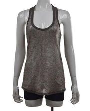 Rachel Roy Womens Gray/Silver Sequin Twisted Racerback Tank, Medium