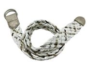 Woven Rope Belt Braided White Rope, Silver Bronze Strips w/ Sequins