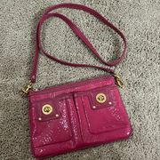 Hot Pink Leather Crossbody Bag