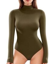 NEW MANGOPOP Mock Turtle Neck Long Sleeve Tops Bodysuit L