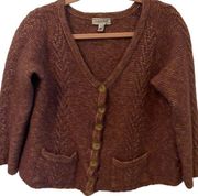St. John Sport Wool Blend Tweed Button Front Cropped Thick Cardigan Size L
