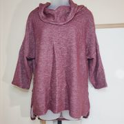 Robert Louis Cowl Sweater Burgundy Button Accents Large