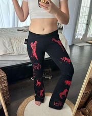Nina Bucci Black Red Afro Animal Pants Size Small NWT