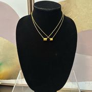 Vintage Gold Tone Layering Ring Delicate Dainty Necklace Set