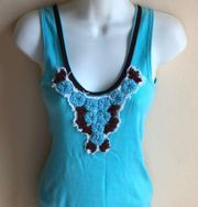 Tory Burch Desert Bloom Tank Top S Beaded