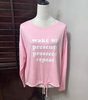 Wildfox Lounge Shirt Women's M Pink " Wake Up Presents Prosecco Repeat" New