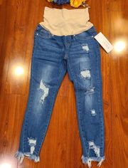 Blue Savvy Maternity Distressed Denim Jeans Size Medium