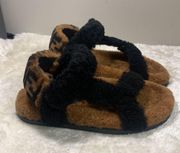 
Shearling FF Fendi Feel Sandals Tobacco/ FF logo Black