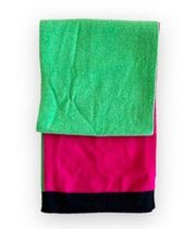 Talbots Colorblock Cashmere Rectangular Scarf Pink Green Navy Preppy Cozy New