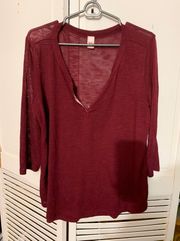 plus size v-neck 3/4 Sleeved Top