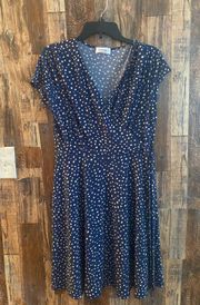 Kaleigh women's blue Polka dot dress size large 39 length x 18 width