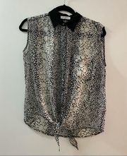 Equipment Black & White Spotted Silk Top