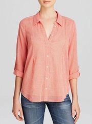 joie yavina breton gingham sheer button down shirt