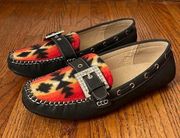 8.5 // Nature Breeze New Black Southwestern Bling Buckle Flat Loafer Shoes