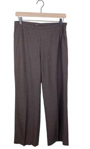 MaxMara Vintage Woolmark High Waisted Wide Leg Trousers Brown Pinstripe Size 6