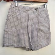 Cherokee Women's Cream Plaid Zip And Button Cotton Built In Short Skirt Size 12