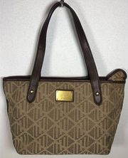 Lauren Womens Brown Tan Vintage RL Logo Purse Tote