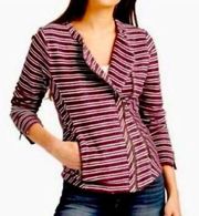 Lucky Brand Striped Moto Terry Jacket Full Zip Md