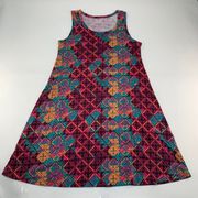 Soft Surroundings Bright Kaleidoscope Print Jersey Sleeveless Dress L