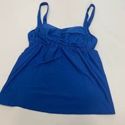 Alex Marie Womens Tankini Top Padded Loose Swimsuit Solid Blue Size 10