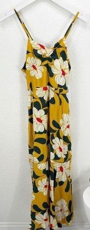 Cupshe Golden Yellow Floral maxi Dress Tie Back Size Large L NWT