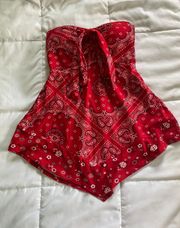 Strapless Bandana Print Top