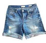 Seven7 distressed denim jean bermuda shorts