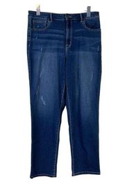 Time and Tru Plus Jeans Straight Leg Distressed High Rise Medium Wash Size 16