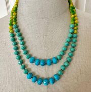 Amrita Singh blue, green  and yellow double strand beaded necklace