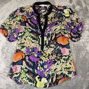 Diane von Furstenberg Silk Floral Blouse Size 10